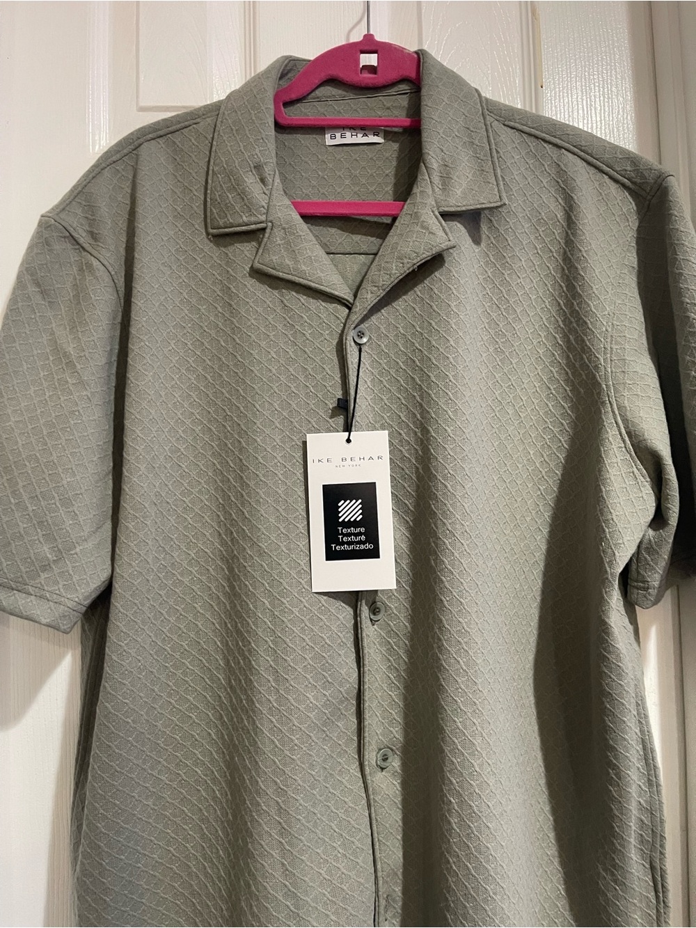 Ike Behar Men's Textured Short-Sleeve Button-Down Shirt - Sage
